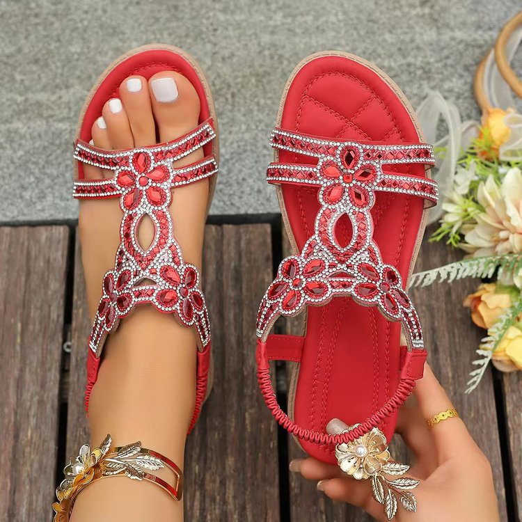 Damen Bunte Sandalen mit verzierten Riemen Stalluxe