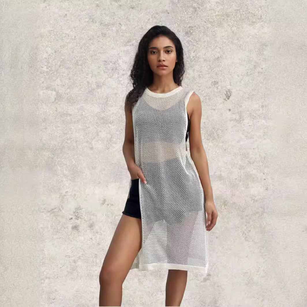 Damen Netz-Kleid mit seitlichen Schlitzen und lässigem Schnitt Stalluxe