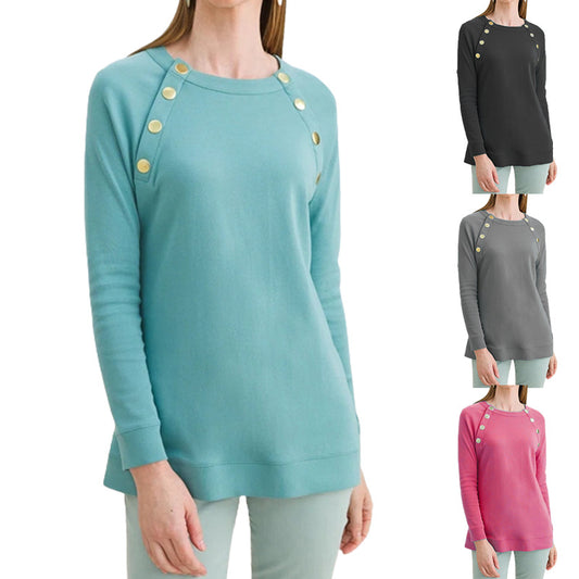 Damen Sweatshirt mit innovativem Knopfdesign Stalluxe