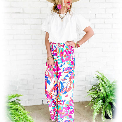 Damen Trendige Weite Blumendruckhose Stalluxe