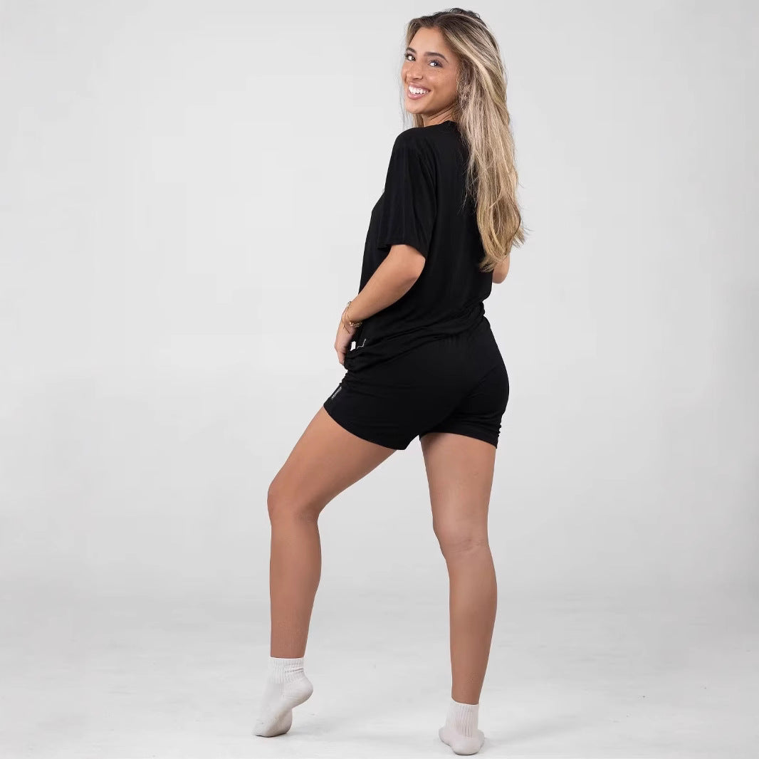 Damen lässiges Set mit oversized T-Shirt und Shorts Stalluxe