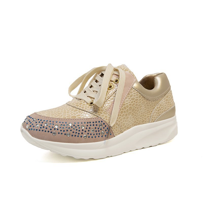 Damen Sneakers mit glitzernden Strasssteinen und schicker Metallic-Oberfläche Stalluxe