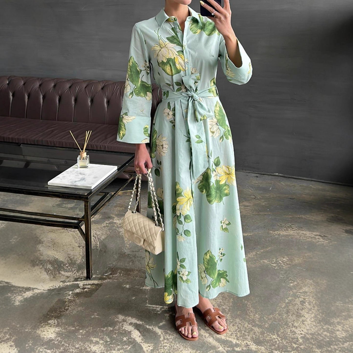 Damen Maxikleid mit floralen Mustern und Wickelgürtel Stalluxe