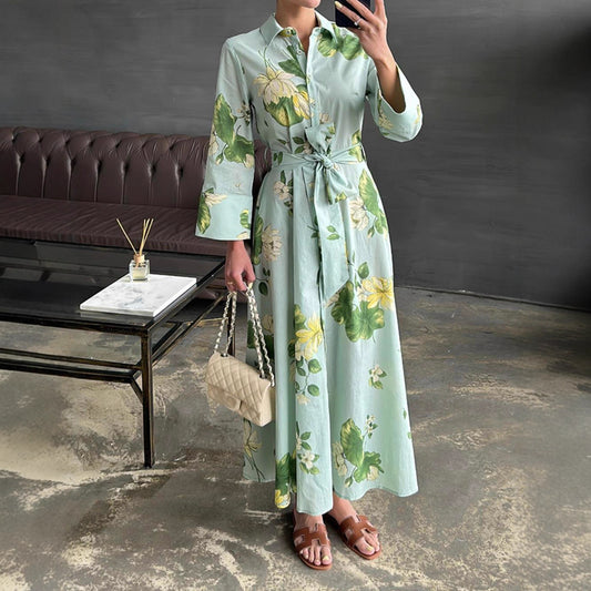 Damen Maxikleid mit floralen Mustern und Wickelgürtel Stalluxe