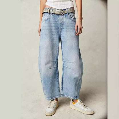 Damen Weite Jeans mit lässigem Schnitt und modischen Akzenten Stalluxe