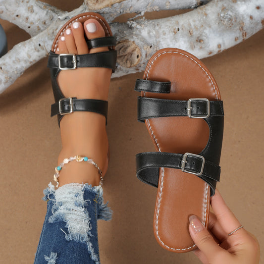 Damen Riemchensandalen mit verstellbaren Schnallen und ergonomischem Fußbett Stalluxe