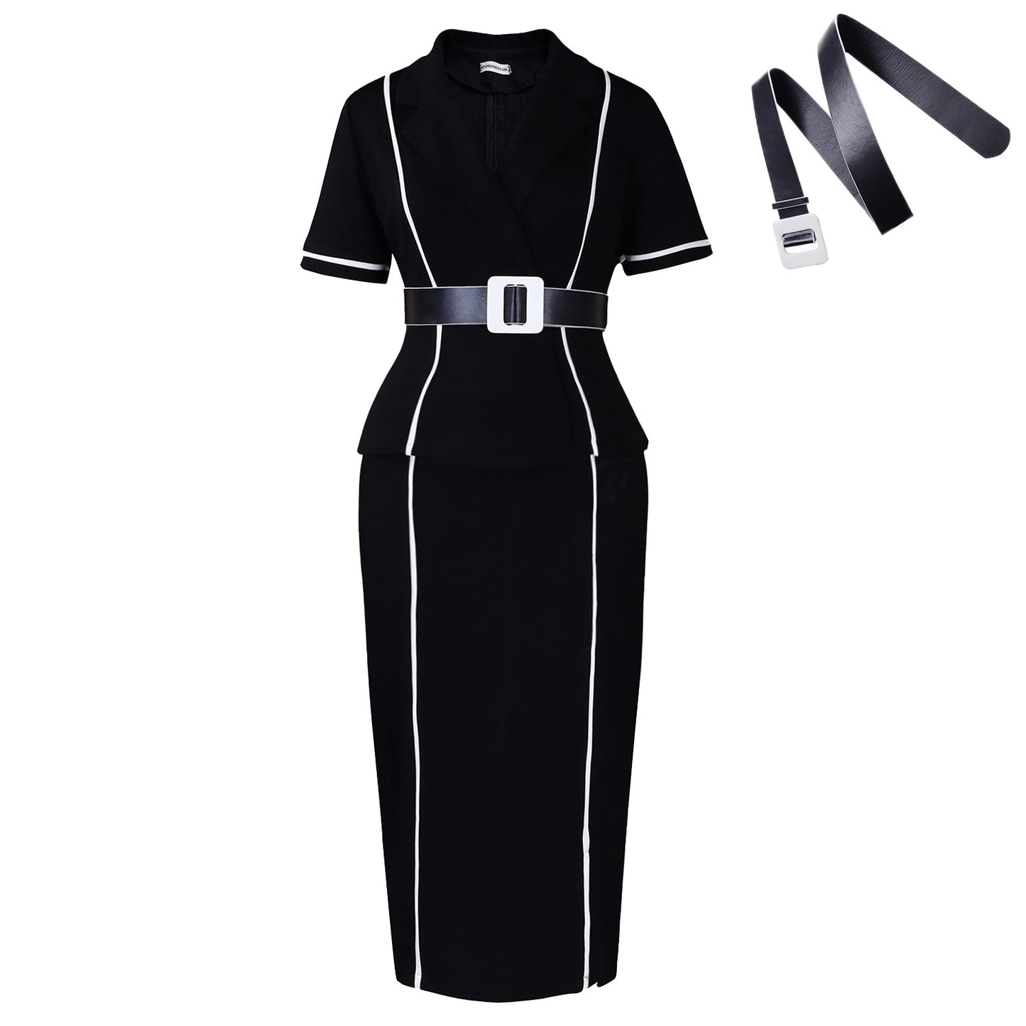 Damen Blazer-Kleid mit tailliertem Schnitt und abnehmbarer Taillengürtelschnalle Stalluxe