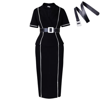 Damen Blazer-Kleid mit tailliertem Schnitt und abnehmbarer Taillengürtelschnalle Stalluxe