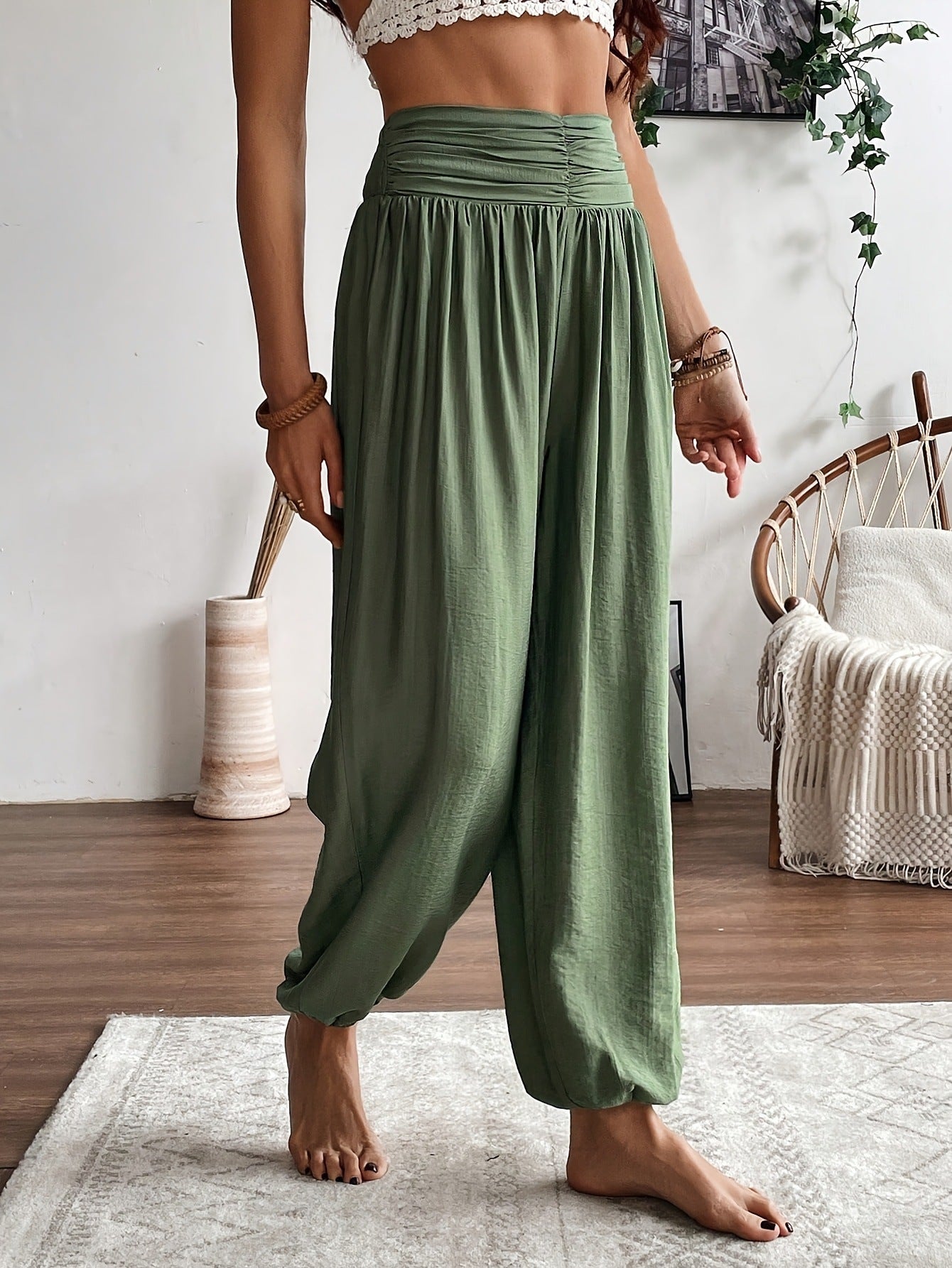 Damen weite Haremshose aus atmungsaktivem Material Stalluxe