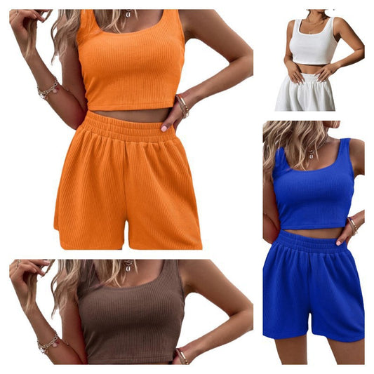Damen Freizeitset mit kurzem Oberteil und weiten Shorts Stalluxe