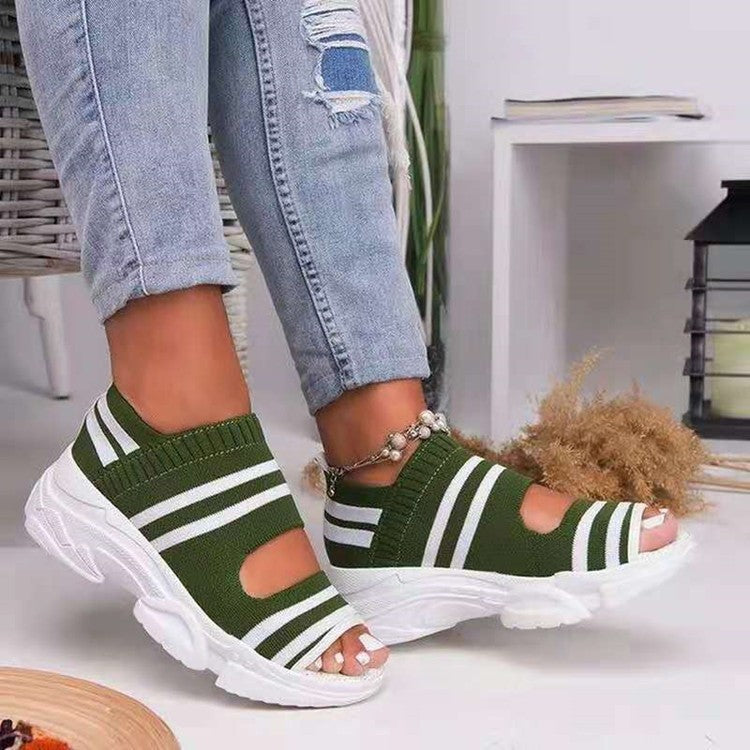 Damen Sandalen mit atmungsaktiver Strick-Oberfläche und übergroßem Komfortfutter Stalluxe