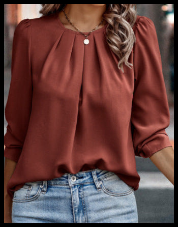Damen Bluse mit eleganter Drapierung Stalluxe