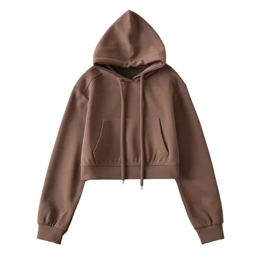 Damen modischer cropped Kapuzenpullover aus sweatshirt Material Stalluxe