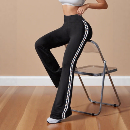 Damen Sportliche Flared-Leggings mit kontrastierenden Seitenstreifen Stalluxe