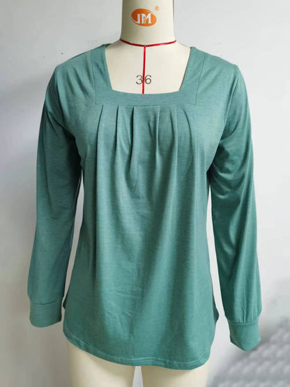 Damen Langarmshirt mit quadratischem Ausschnitt und femininer Raffung Stalluxe