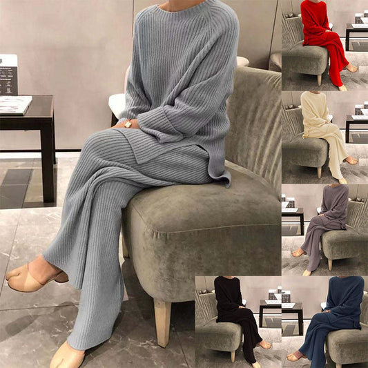 Damen Strickanzug mit weitem Schnitt und stilvollem Rippenmuster Stalluxe