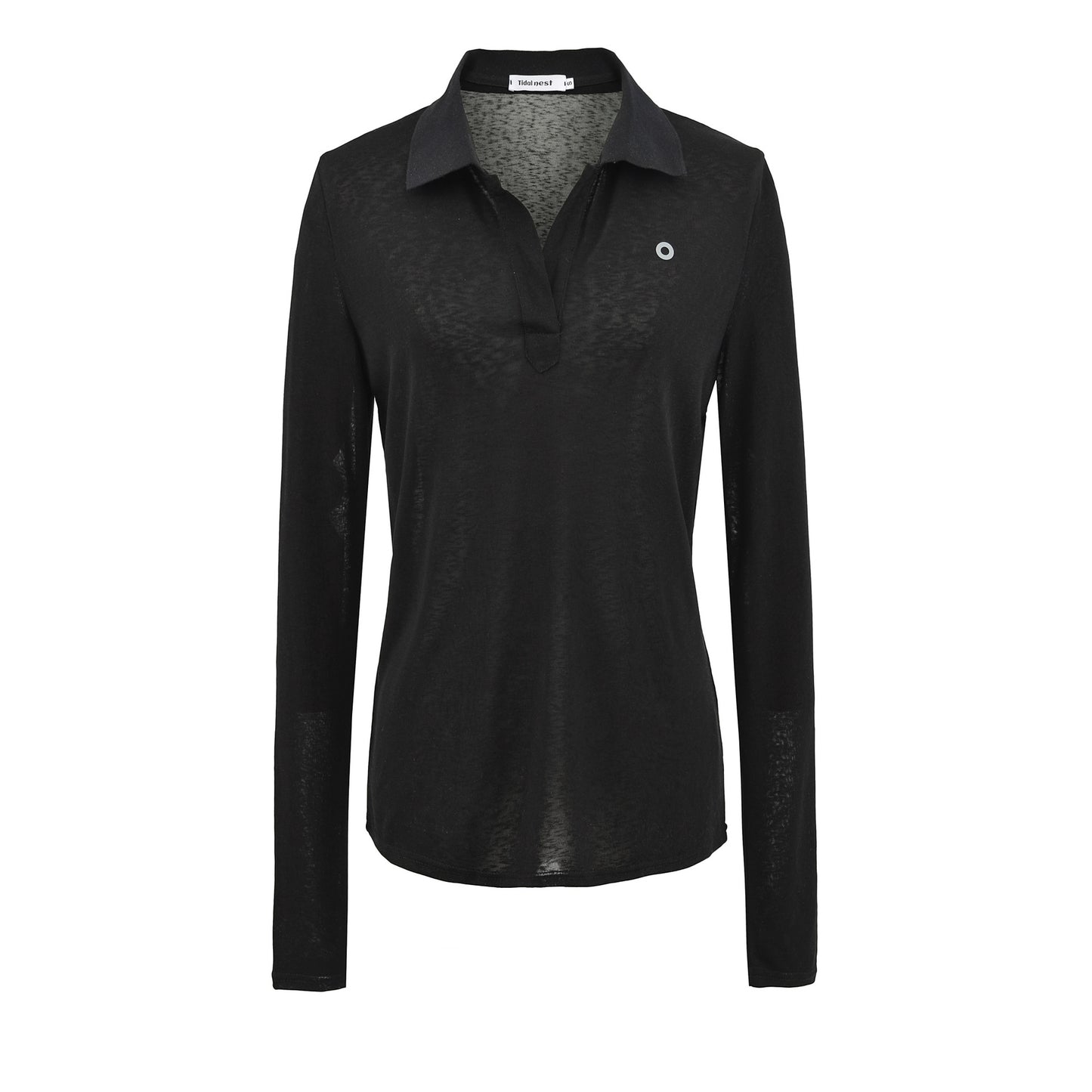 Damen Langarm-Polohemd mit modernem Kragen und hochqualitativem Materialmix Stalluxe