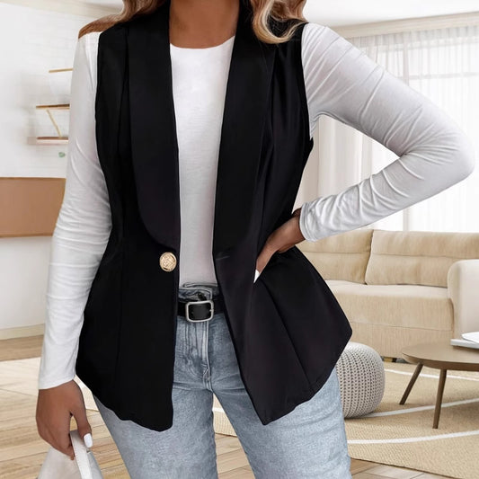 Damen Elegante Blazerjacke mit tailliertem Schnitt und dekorativem Knopf Stalluxe