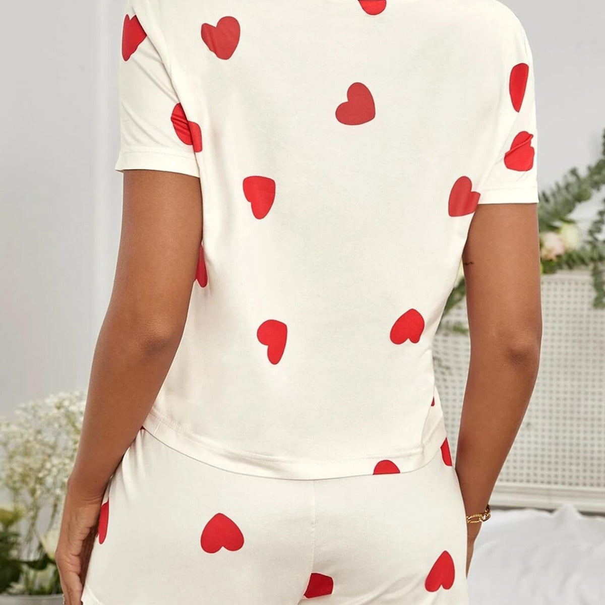 Damen bequeme Kurzarmoberteil mit Herzmotiv Stalluxe