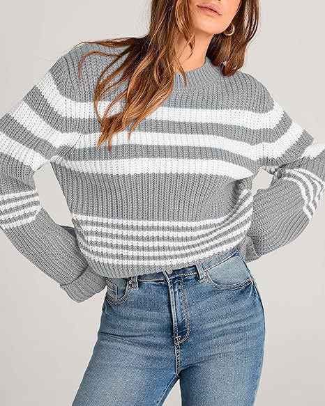 Damen Strickpullover mit modernen Kontraststreifen und lässigem Schnitt Stalluxe