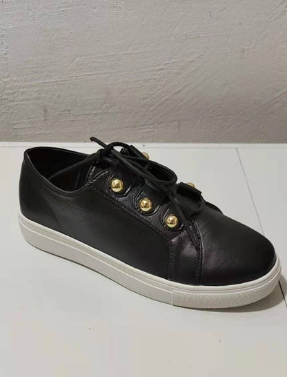Damen Modische Plateau-Sneaker mit glamourösen Metallic-Details Stalluxe