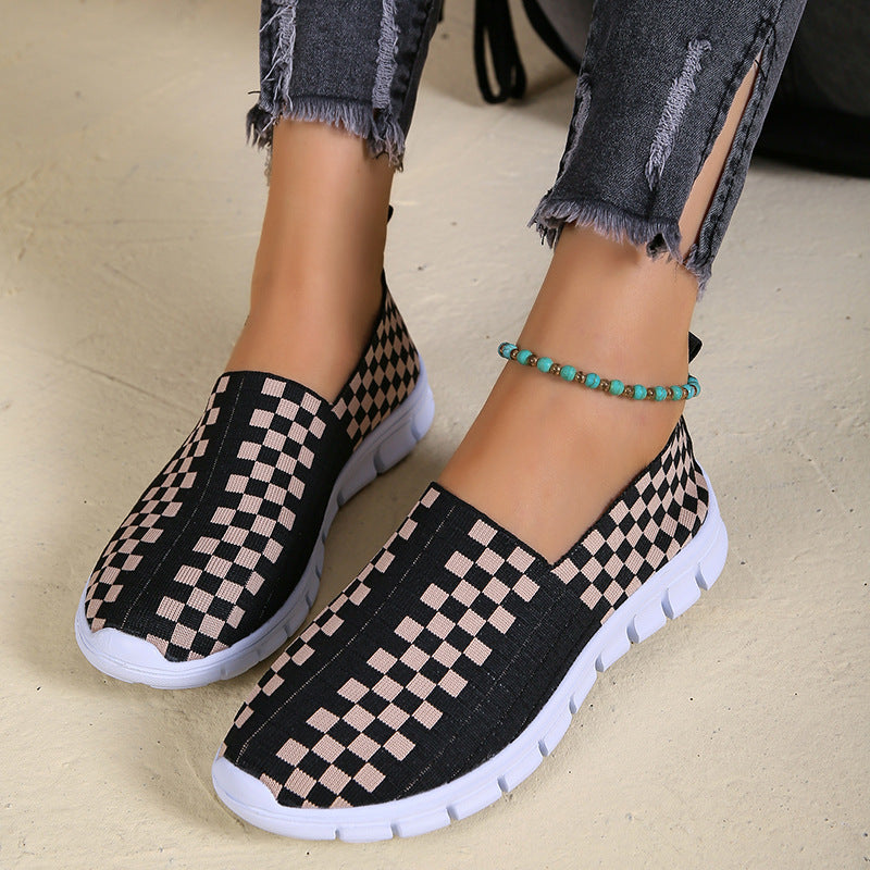 Damen Slip-On Sportschuhe mit modernem Karomuster und rutschfester Sohle Stalluxe