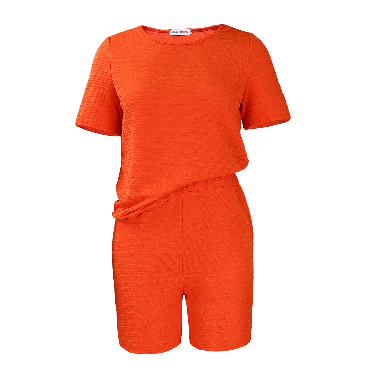 Damen lässiger Kurzoverall mit Struktur und elastischem Bund Stalluxe