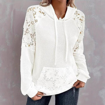 Damen Übergroßer Pullover mit Spitzendetails und Kängurutasche Stalluxe