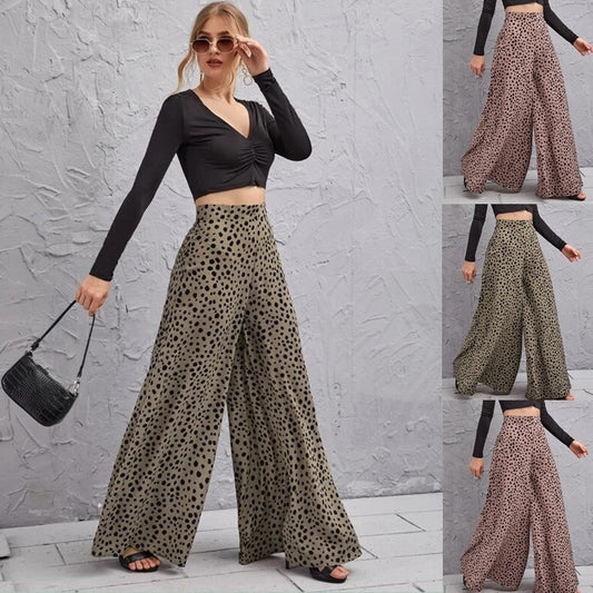 Damen Weit geschnittene Palazzo-Hose mit gepunktetem Design Stalluxe