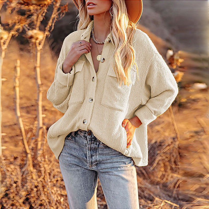 Damen lässige Overshirtjacke mit Struktur und praktischen Taschen Stalluxe