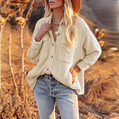Damen lässige Overshirtjacke mit Struktur und praktischen Taschen Stalluxe
