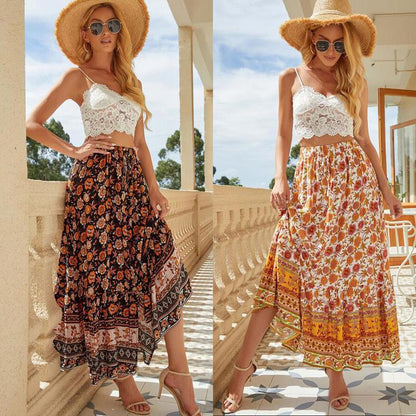 Damen Maxirock mit floralem Design und hoher Taille Stalluxe