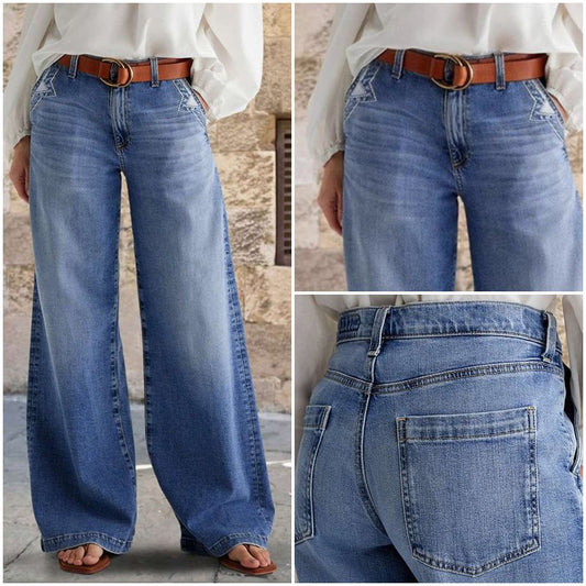 Damen Weit geschnittene Jeanshose im eleganten Stil Stalluxe