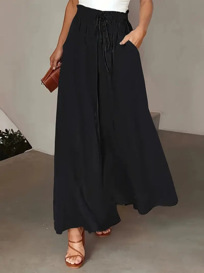 Damen Weite Palazzo-Hose mit elastischem Bund und modernen Punkten Stalluxe