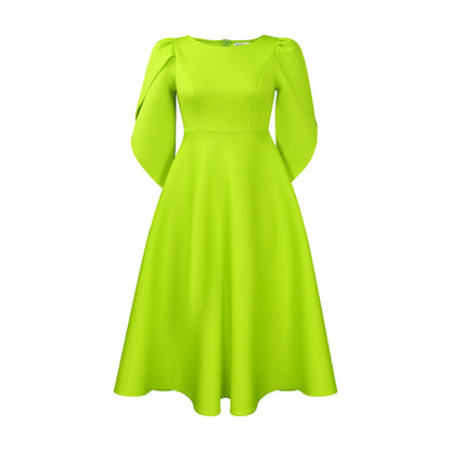 Damen A-Linien Kleid mit eleganten Puffärmeln Stalluxe