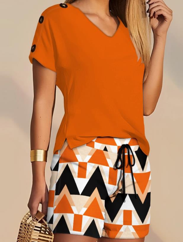 Damen Shorty-Overall mit Knopf-Details und elegantem V-Ausschnitt Stalluxe