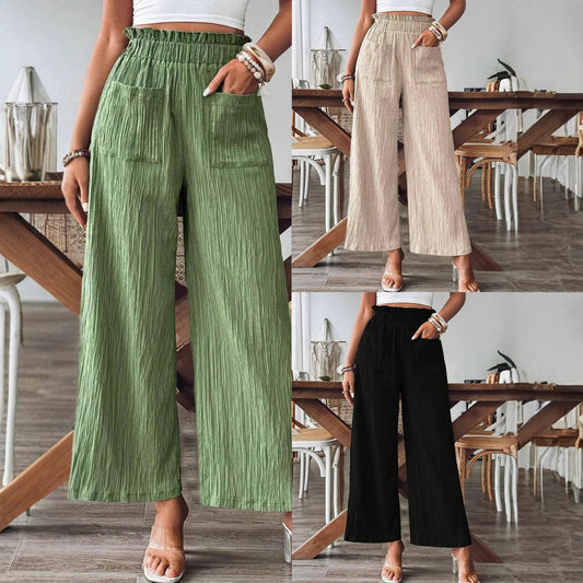 Damen Weitbeinige Hose mit elastischem Bund und praktischen Taschen Stalluxe