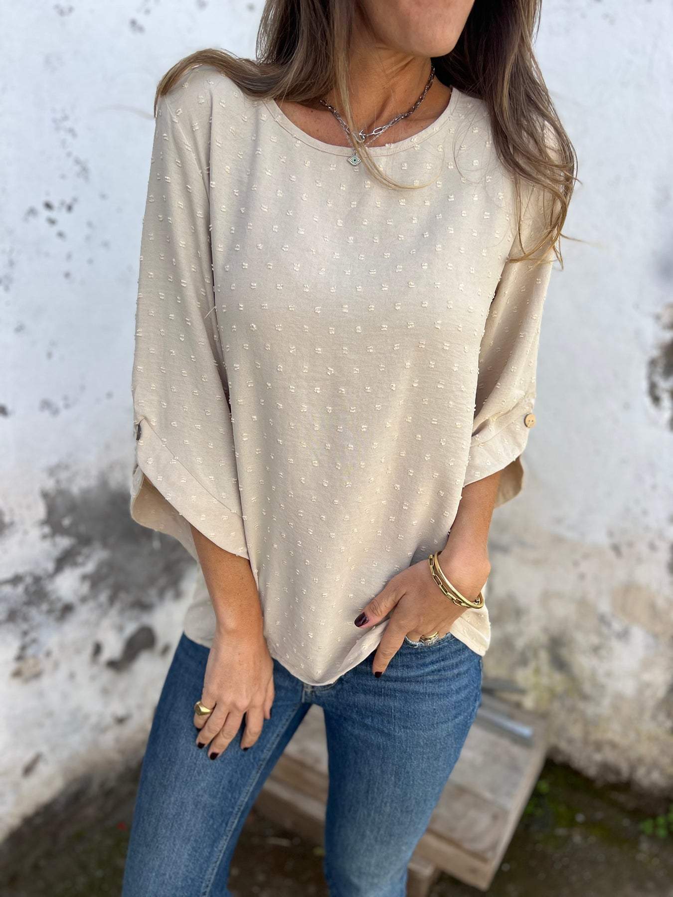 Damen lässige Bluse mit dekorativem Punktedesign Stalluxe