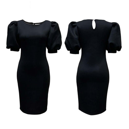 Damen figurbetontes Kleid mit voluminösen Puffärmeln Stalluxe