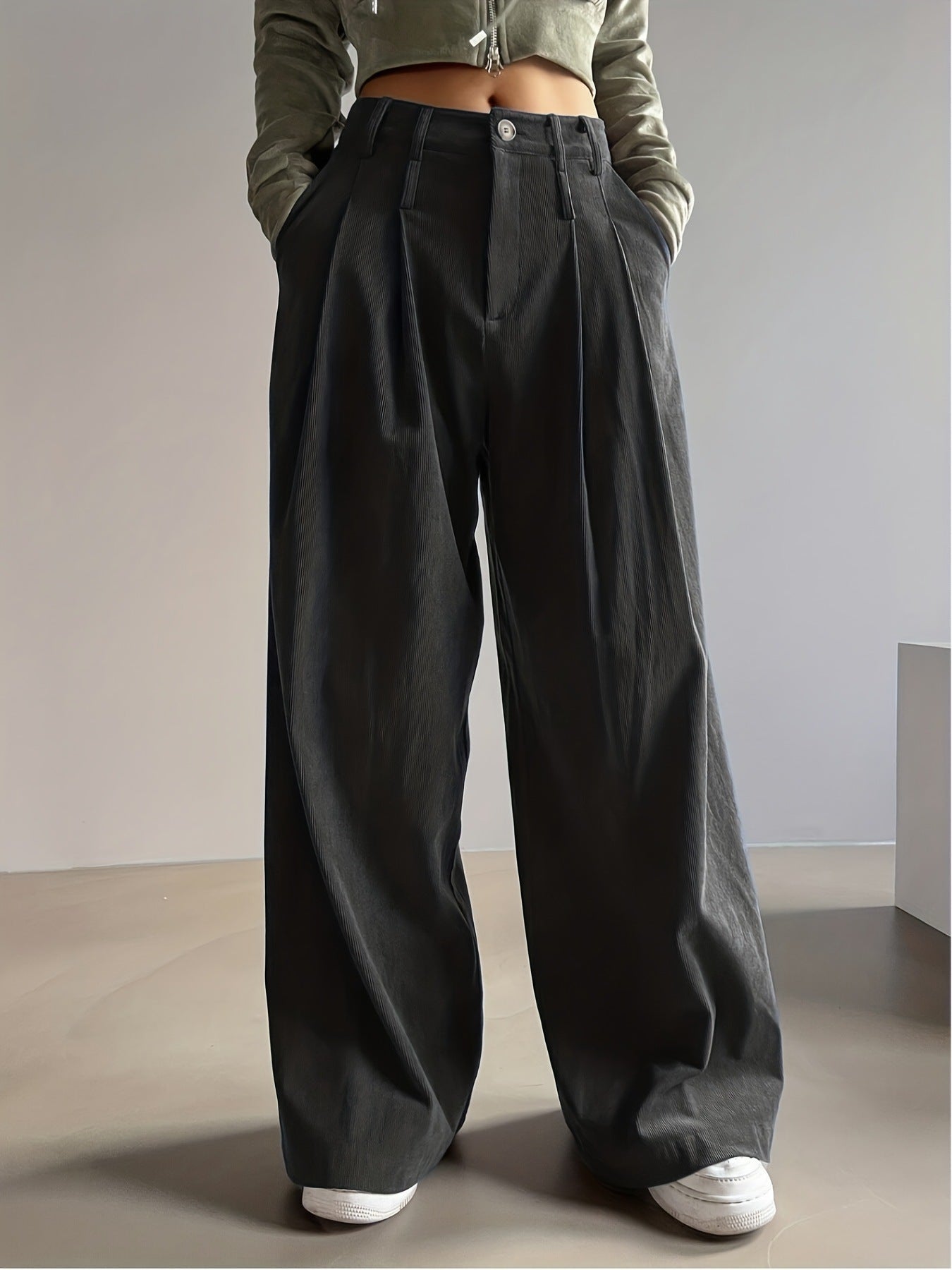 Damen weite High-Waist-Hosen Stalluxe