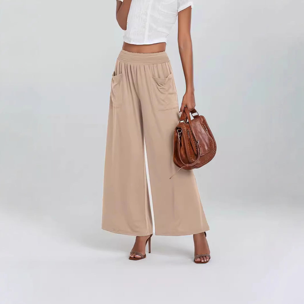 Damen Weit geschnittene Palazzo-Hose mit elastischem Bund und praktischen Taschen Stalluxe