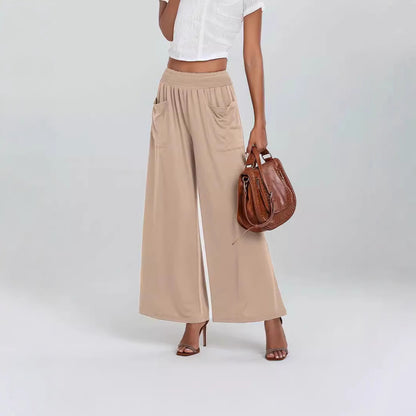 Damen Weit geschnittene Palazzo-Hose mit elastischem Bund und praktischen Taschen Stalluxe