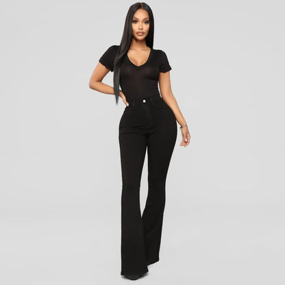 Damen Flared Jeans mit hohem Bund und figurformendem Schnitt Stalluxe 1758094934