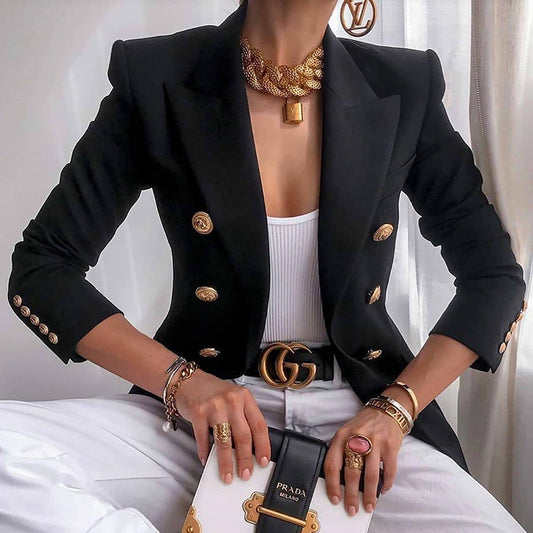 Damen Eleganter Blazer mit doppelter Knopfleiste und tailliertem Schnitt Stalluxe
