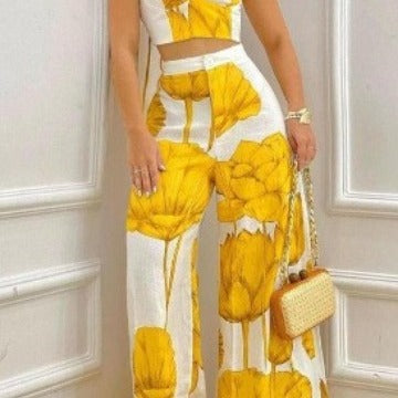 Damen Zweiteiliges Set mit Blumendesign und weitem Schnitt Stalluxe