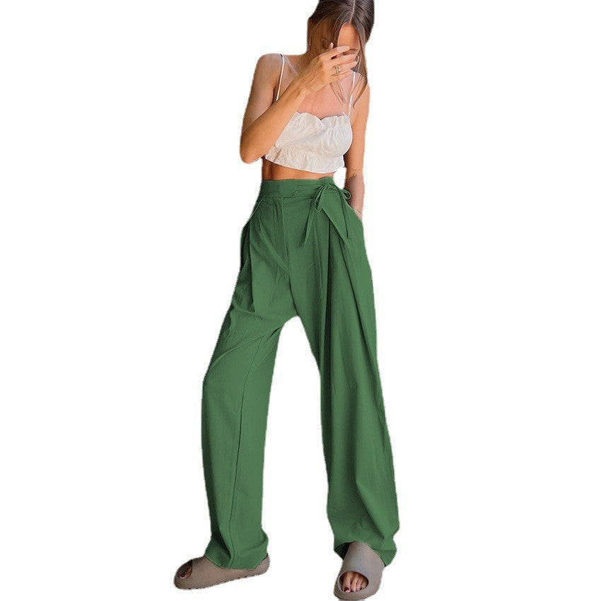 Damen Weitgeschnittene Chinohose mit seitlichem Bindegürtel Stalluxe