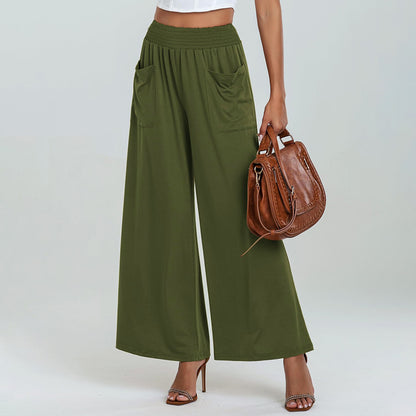 Damen Weit geschnittene Palazzo-Hose mit elastischem Bund und praktischen Taschen Stalluxe