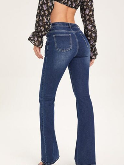 Damen Bootcut Jeans mit verschlissenen Details und hohem Bund Stalluxe