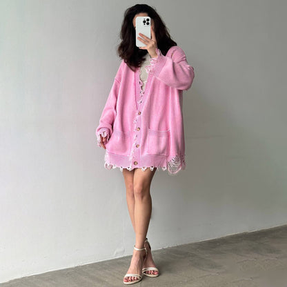 Damen Lässige Strickjacke mit vintage-inspirierten Fransen Stalluxe