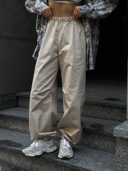 Damen Locker geschnittene High-Waist-Hose mit elastischem Bund Stalluxe